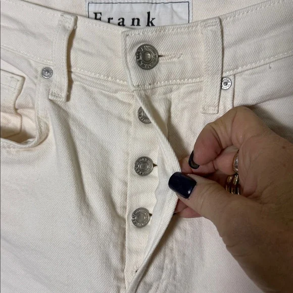 Frank & Eileen Monaghan Cream Cropped High Rise Denim Size 27 - Picture 4 of 13